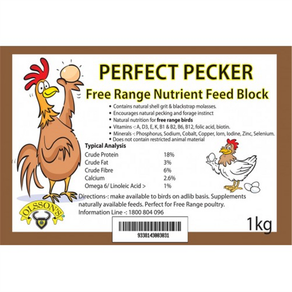 Lick Block - Olssons Perfect Pecker Chicken Feed Block 1kg (ea)