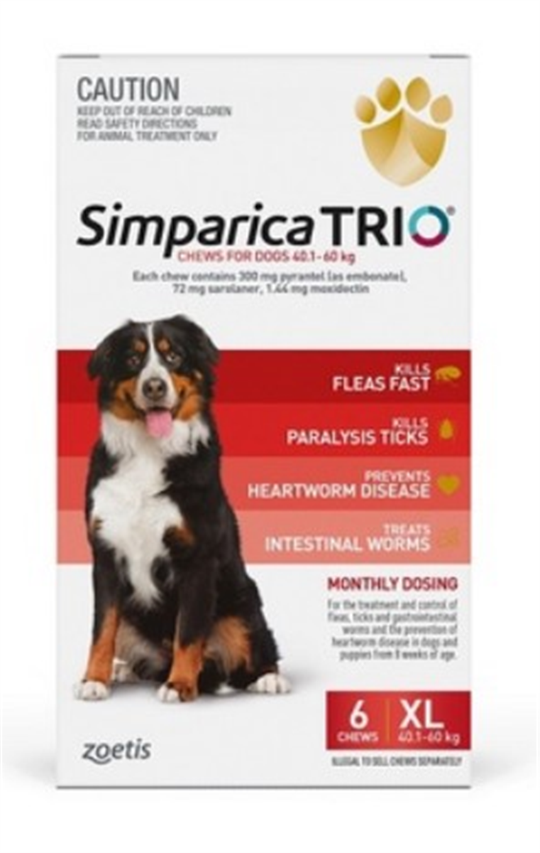 Zoetis Simparica Trio 40.1-60kg Red 6 – Yolla Co-Op