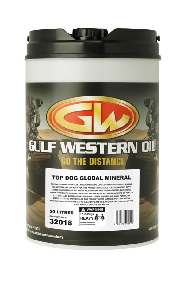 Gulf Western Top Dog Global Mineral 15w40 CJ4/SN Oil 20ltr