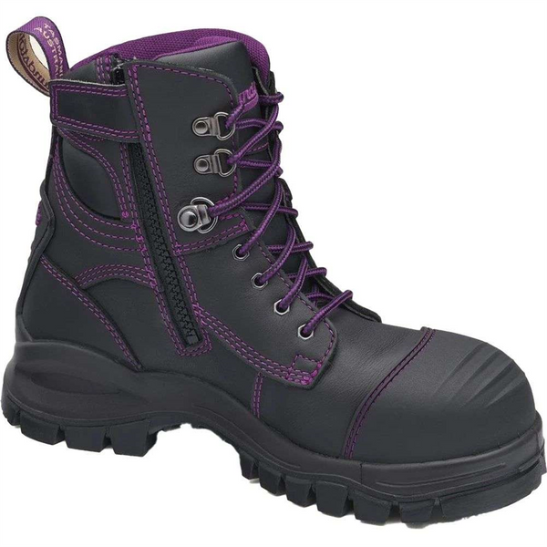 (Boots Blundstone - Blk/Purple Womens Safety Zip & Lace Up  - Size  )