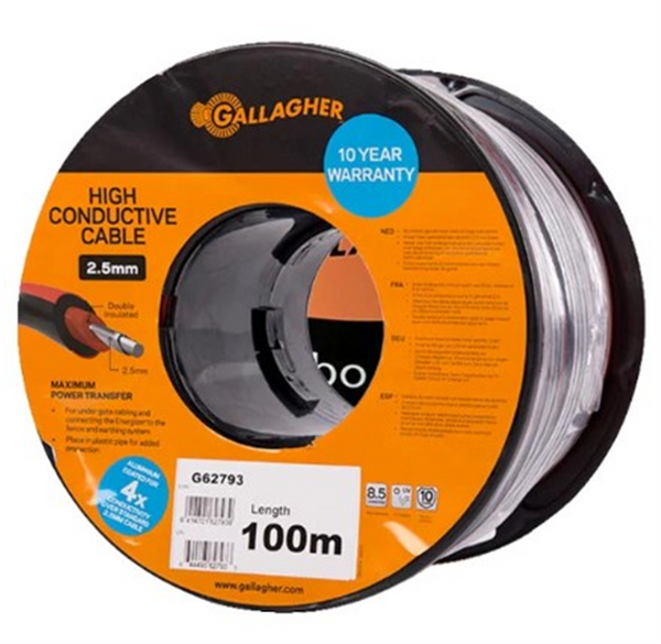 Gallagher High Conductive Leadout Cable 2.5mm 100m - Red