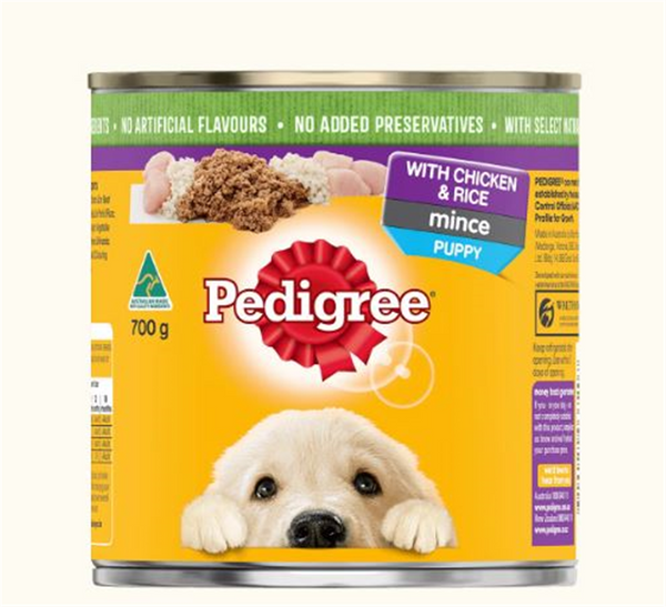 Dog Food - Pedigree Puppy - Chicken & Rice Mince - 12 x 700g