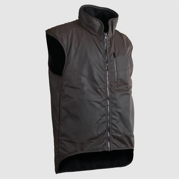 Oilskin Vest - Brown Fur Lined - XLarge