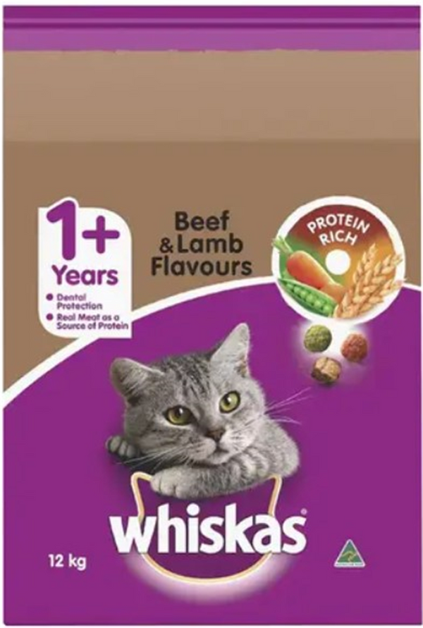 Whiskas Adult 1+ year Beef and Lamb 12kg