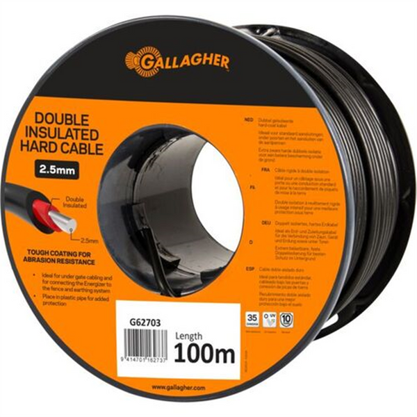 Gallagher Leadout Cable 2.5mm x 100m  - Hard - Black