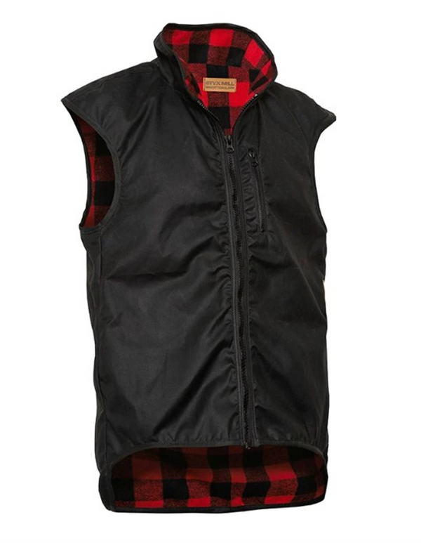 Styx Mill - Oilskin Vest - Province Red Wool Lined - Large