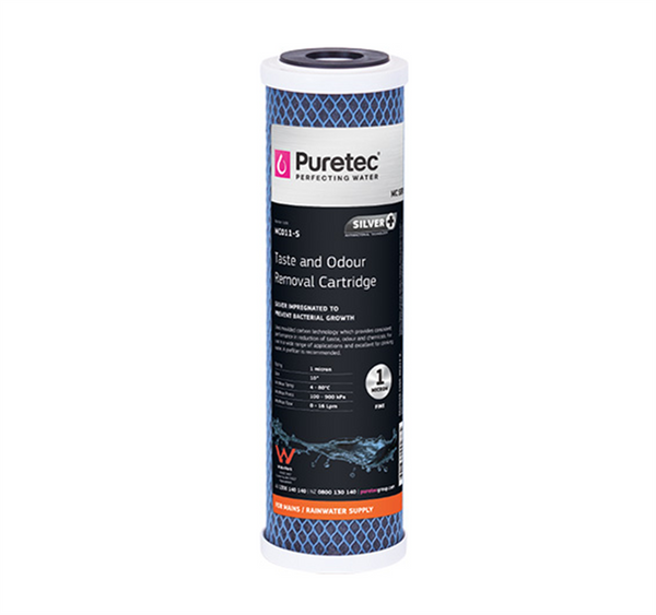 Filter - Puretec  Moulded Carbon Cartridge, 10 inch, 1um Silver